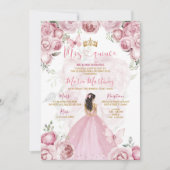 Invitation Elégant rose Floral Princess Butterfly Mis Quince (Devant)