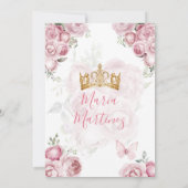 Invitation Elégant rose Floral Princess Butterfly Mis Quince (Dos)