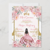 Invitation Élégant rose floral princesse papillon Quinceañera (Devant)