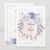 Invitation Élégant Rose floral romantique Mariage aquarelle (Devant / Derrière)