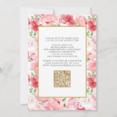 Invitation Élégant rose floral rose moderne or QR Quinceañera (Dos)