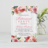 Invitation Élégant Rose Floral Rustic Bois Retraite Party (Debout devant)