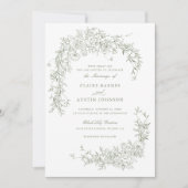 Invitation Élégant Rose Floral Sage Green Mariage Monogramme (Devant)