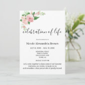 Invitation Élégant rose floral savoureux Célébration funérair (Debout devant)