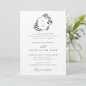 Invitation Élégant Rose Floral Vintage Crest Mariage (Debout devant)