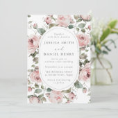 Invitation Élégant Rose flou Mariage floral (Debout devant)