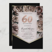 Invitation Élégant Rose foncé 60e anniversaire (Devant / Derrière)