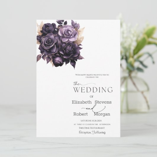 Invitation Élégant Rose foncé violet (Debout devant)