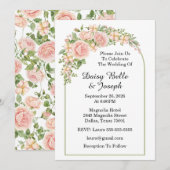 Invitation Elégant Rose Garden (Devant / Derrière)