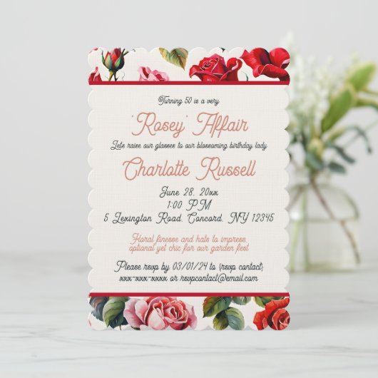 Invitation Elégant Rose Garden Affair : Fête de la pierre (Debout devant)