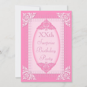 Invitation Elégant, rose girly, surprise d'anniversaire