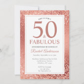 Invitation Elégant Rose Gold 50 et Fabuleux 50e anniversaire (Devant)