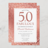 Invitation Elégant Rose Gold 50 et Fabuleux 50e anniversaire (Devant / Derrière)
