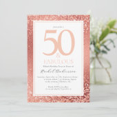 Invitation Elégant Rose Gold 50 et fabuleux 50e anniversaire  (Debout devant)