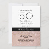 Invitation Elégant Rose Gold 50e anniversaire (Devant)