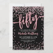 Invitation Elégant Rose Gold 50e anniversaire (Devant)