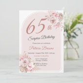 Invitation Élégant Rose Gold 65e fête d'anniversaire surprise (Debout devant)