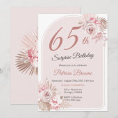 Invitation Élégant Rose Gold 65e fête d'anniversaire surprise (Devant / Derrière)