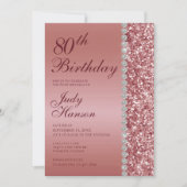 Invitation Elégant Rose Gold 80ème Photo Anniversaire (Devant)