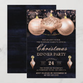 Invitation Élégant Rose Gold Baubles Soirée de Noël (Devant / Derrière)