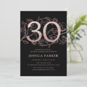 Invitation Elégant Rose Gold Black 30e anniversaire (Debout devant)