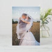 Invitation Elégant Rose Gold Black Mariage Photo (Debout devant)