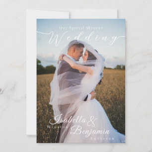 Invitation Elégant Rose Gold Black Mariage Photo