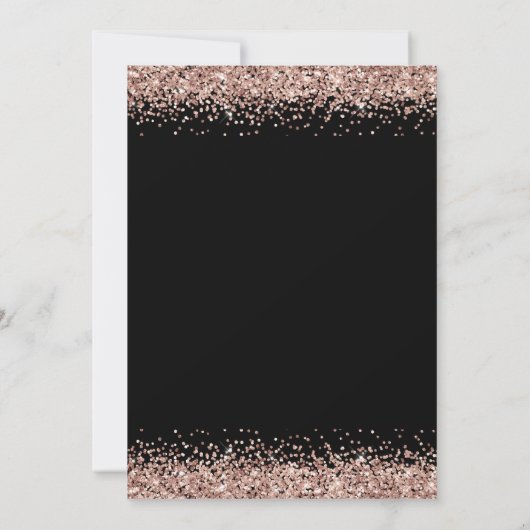 Invitation Elégant Rose Gold Black Parties scintillant 60e an (Dos)