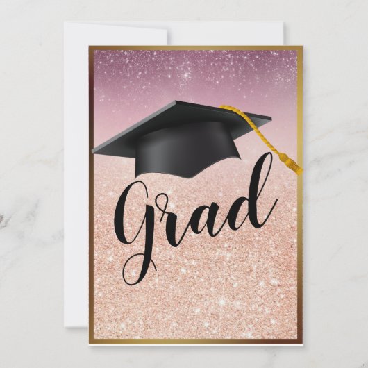 Invitation Élégant Rose Gold & Black Parties scintillant Grad (Dos)