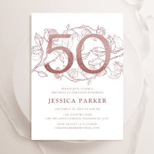 Invitation Elégant Rose Gold Blanc 50e anniversaire