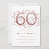 Invitation Elégant Rose Gold Blanc 60e anniversaire (Devant)