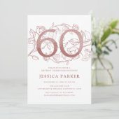 Invitation Elégant Rose Gold Blanc 60e anniversaire (Debout devant)