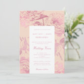 Invitation Elégant Rose Gold Blush Floral Mariage Vow Renouve (Debout devant)