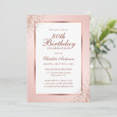 Invitation Elégant Rose Gold Blush Pink 80e anniversaire (Debout devant)