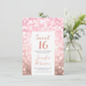 Invitation Élégant Rose Gold Blush Sweet 16 (Debout devant)