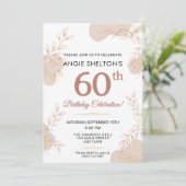 Invitation Elegant Rose Gold Botanical 60th Birthday (Debout devant)