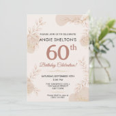 Invitation Elegant Rose Gold Botanical 60th Birthday (Debout devant)