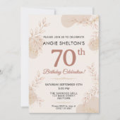 Invitation Elegant Rose Gold Botanical 70th Birthday (Devant)