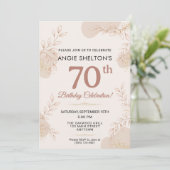 Invitation Elegant Rose Gold Botanical 70th Birthday (Debout devant)