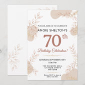 Invitation Elegant Rose Gold Botanical 70th Birthday (Devant / Derrière)