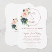 Invitation Elégant Rose Gold Bush Blue Flowers 30e anniversai (Devant / Derrière)