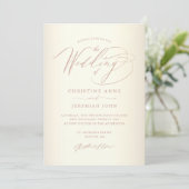 Invitation Élégant Rose Gold Calligraphie Champagne Mariage (Debout devant)