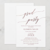 Invitation Élégant Rose Gold Calligraphy Graduation Party (Devant / Derrière)