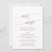 Invitation Élégant Rose Gold Calligraphy Mr & Mrs Mariage (Devant)