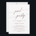 Invitation Élégant Rose Gold Calligraphy Pool Party Anniversa<br><div class="desc">Cette élégante carte d'invitation à la fête d'anniversaire de piscine en or rose est parfaite pour un événement simple. Le design rose vif présente une carte minimaliste ornée d'une typographie romantique et fantaisiste en feuille d'or rose. Remarque : Ce design ne présente pas de véritable feuille d'or rose. C'est un...</div>