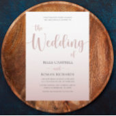 Invitation Élégant Rose Gold Calligraphy Script Mariage