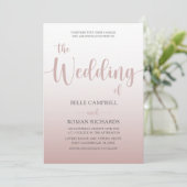 Invitation Élégant Rose Gold Calligraphy Script Mariage (Debout devant)