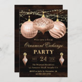 Invitation Élégant Rose Gold Christmas Ornament Exchange (Devant / Derrière)