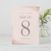 Invitation Élégant Rose Gold Confetti Mariage Numéros de tabl (Debout devant)