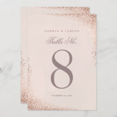 Invitation Élégant Rose Gold Confetti Mariage Numéros de tabl (Devant / Derrière)
